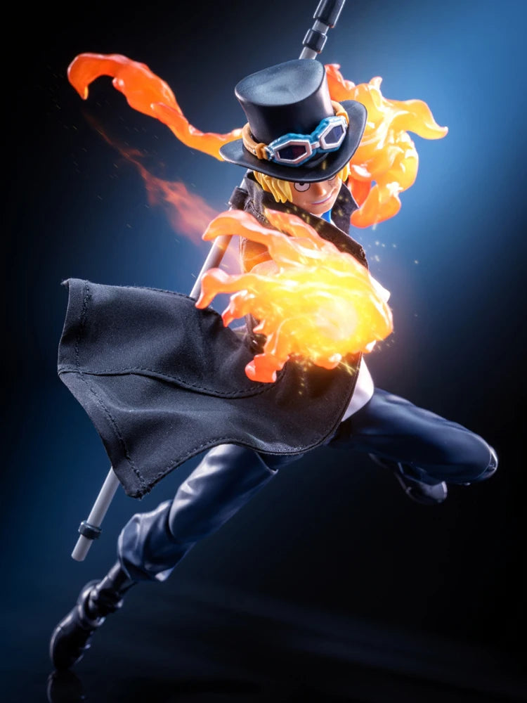 1/12 One Piece Anime Boy Sabo Black Long Windbreaker Coat Clothes Accessory Toys For 6" Shf Man Soldier Body Diy Decoration