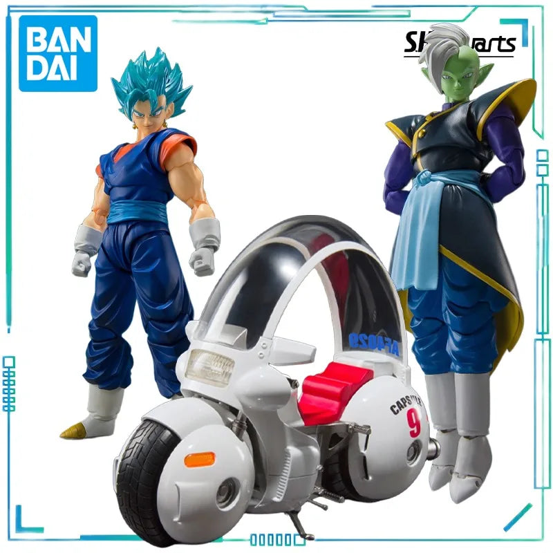 BANDAI Genuine S. H. Figuarts Series Movable Toys Dragon Ball Series Zamas，Super Saiyan Beijit，Capsule Motorcycle Model Movable
