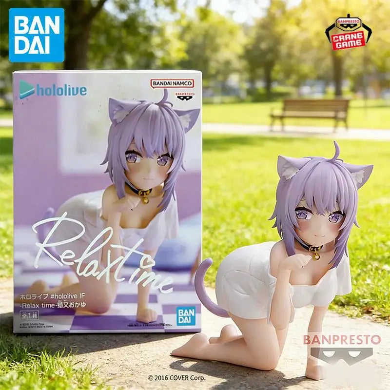 Bandai Original Banpresto Relax Time Hololive IF Nekomata Okayu Action Figures Anime Figuras Cartoon Dolls Model Toys Girls Gift