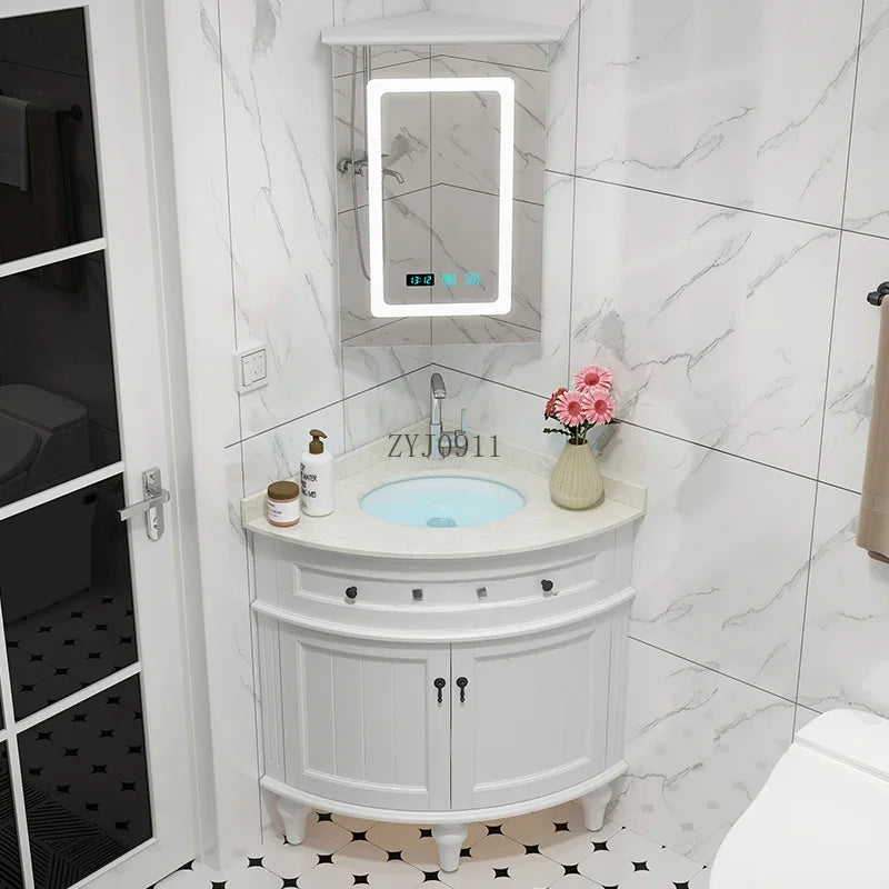 Multifunktionsmöbel Schmaler Badezimmerschrank Holzwaschbecken Lagerung Offene Schränke Aktenspiegel Regal Luxus Gabinete