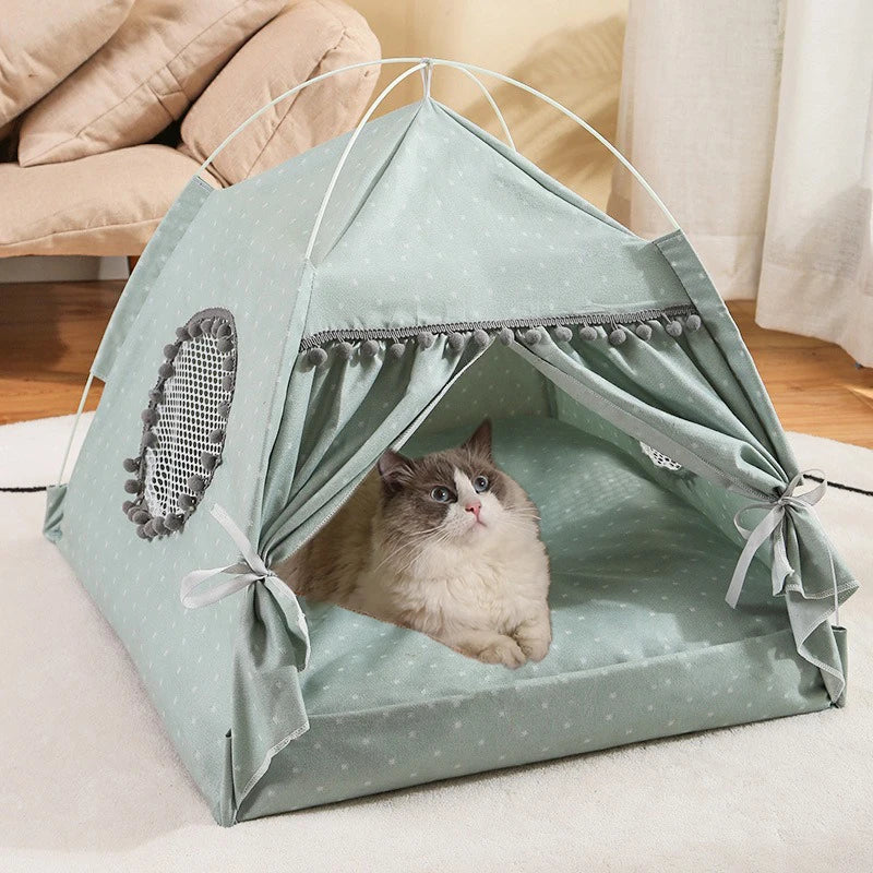Hiding Cat Tent Semi Closed Nest Bed Portable Indoor Breathable Detachable Cat Tent House Four Seasons Universal Pets Beds
