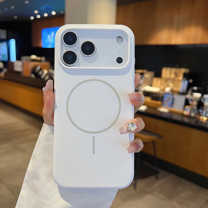 For Magsafe Magnetic Wireless Charging Luxury Solid Color Liquid Silicone Phone Case For iPhone 17 Pro Max Air Bumper Back Cover