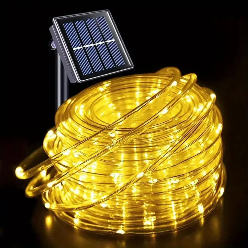 7M/12M/22M/32m Outdoor Solar Tube Rope Led Light Garden Christmas Decoration Fairy String Light Outdoor Wedding Party Led Lamp