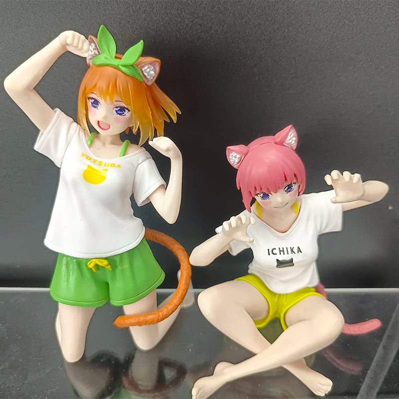 10 cm Yotsuba Anime Niedliche Nakano Nino Figur Die Quintessenz Quintuplets Figur Katze Nakano Miku Figur PVC Sammlung Spielzeug