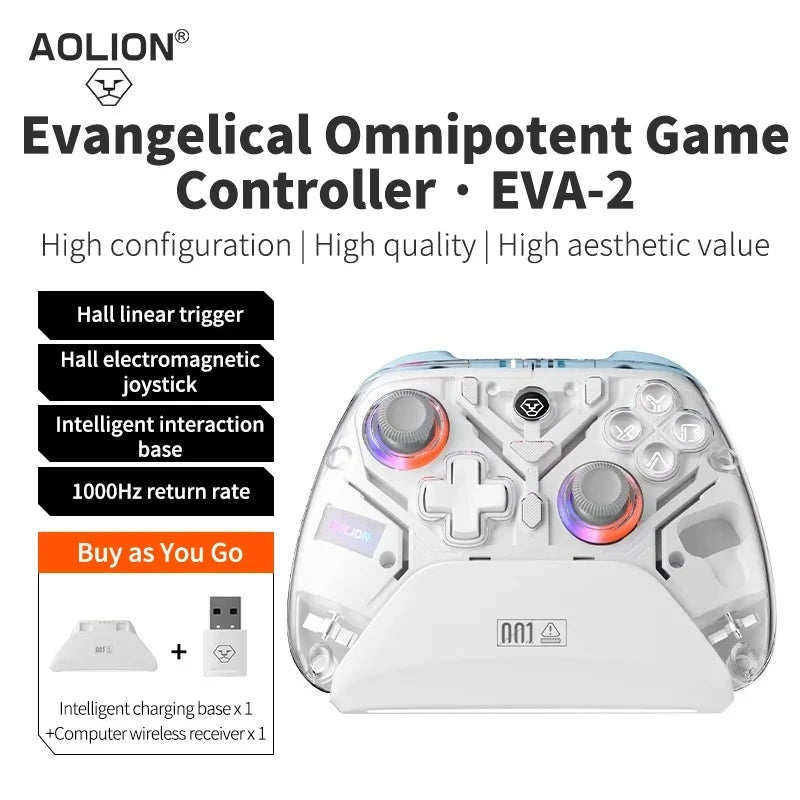 Aolion K20 RGB Wireless Gaming Controller Hall Effect Joystick Trigger For Nintendo Switch 2/PC/Phone With Charging Dock Gamepad