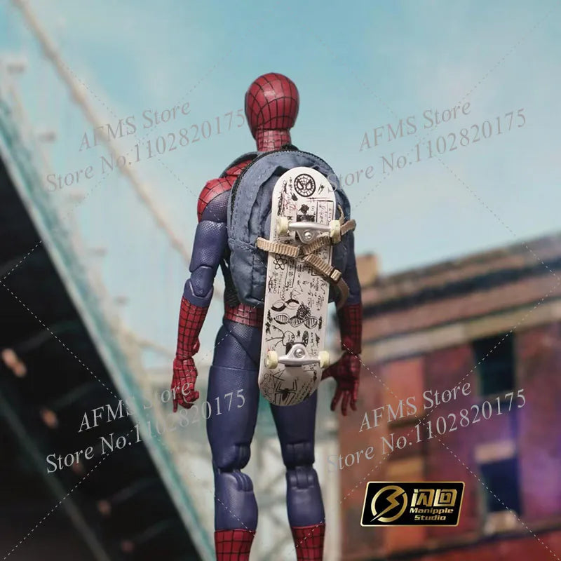 1/12 Men Soldier The Amazing Spider-Man Backpack Skateboard Mobile Phone Andrew Garfield Accessory Set Fit 6inch Action Figure