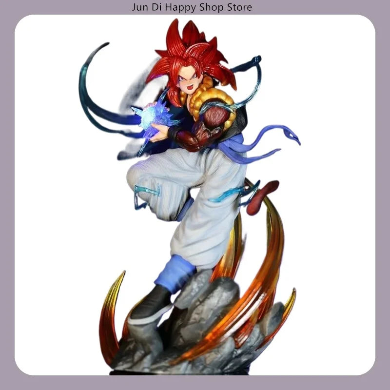 Dragon Ball Super Saiyan 4 Gogeta Aura Version Light-up Scene 25cm Anime Figure Statue Desktop Decoration Gift