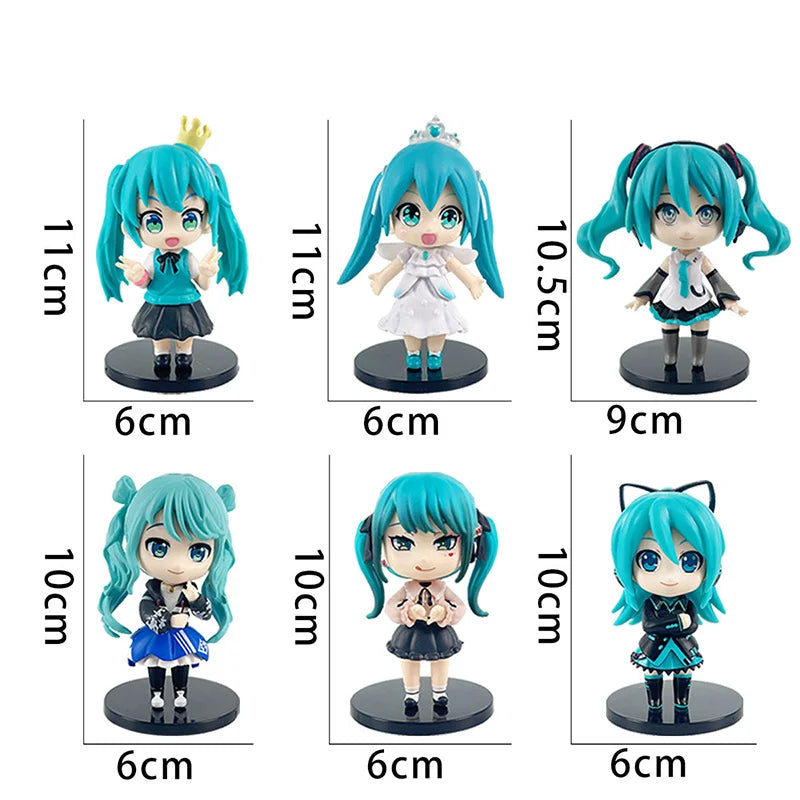 Hatsune miku Anime new figure mini character ornaments kawai hatsune table decoration for home adult toy child gift 6pcs/set