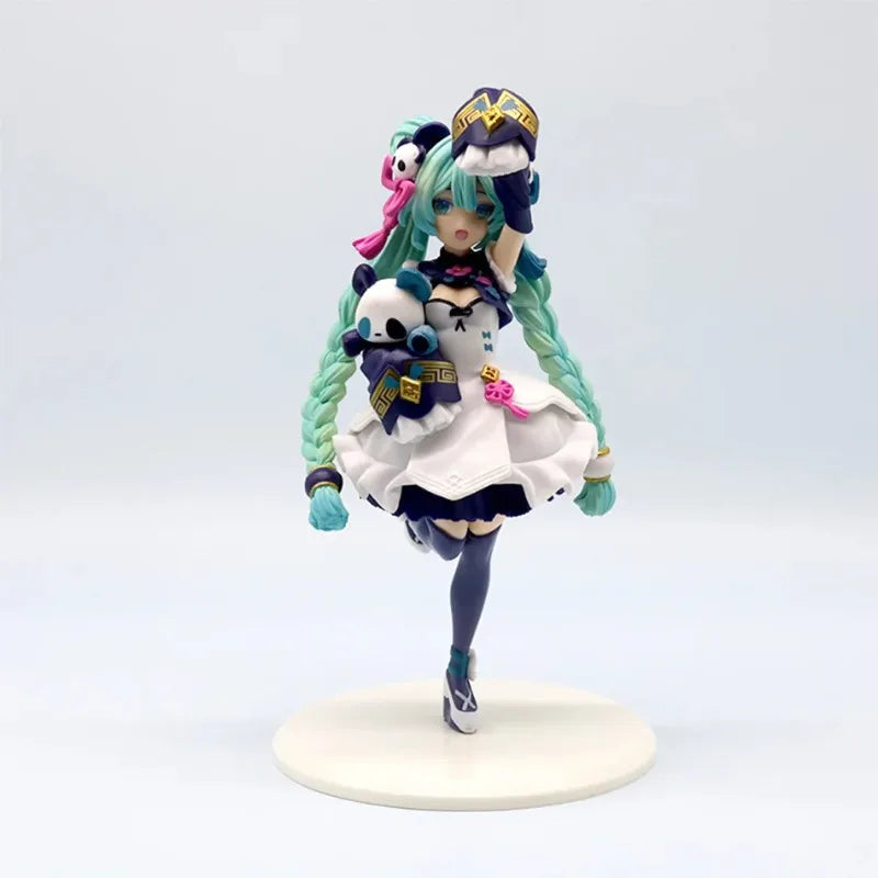 18cm Hatsune Miku Cute Desktop Chinese Style Fashion Panda Action Figure, Cute Girl Model PVC Collectible Figure Ornament