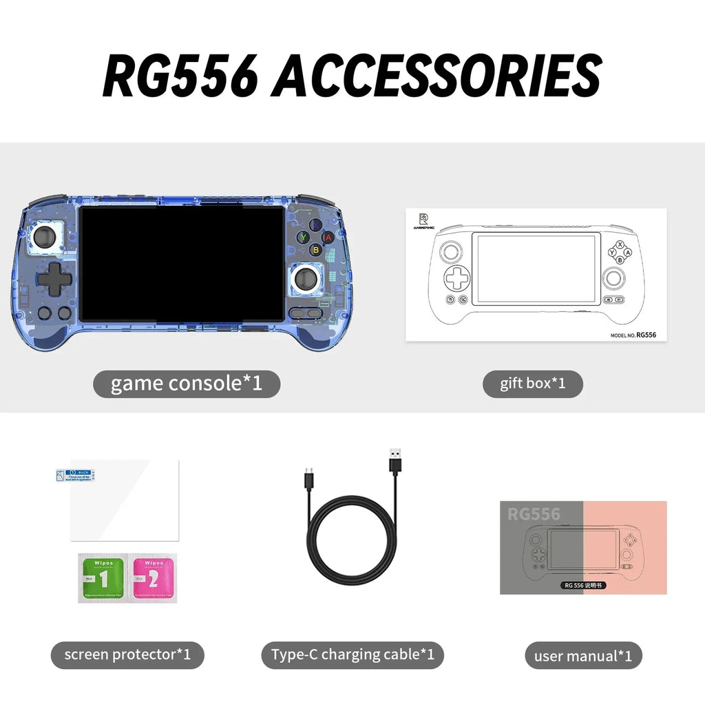 ANBERNIC RG556 Portable Games Console, 5.48Inch Amoled Screen, Android , 5500MAH Battery, Bluetooth Portable Video Game Player