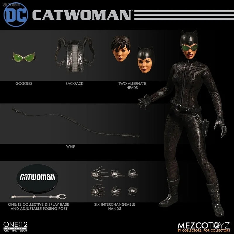In Stock Original  Mezco ONE:12 Catwoman Anime Action Figures Collection PVC Model Gift Toys