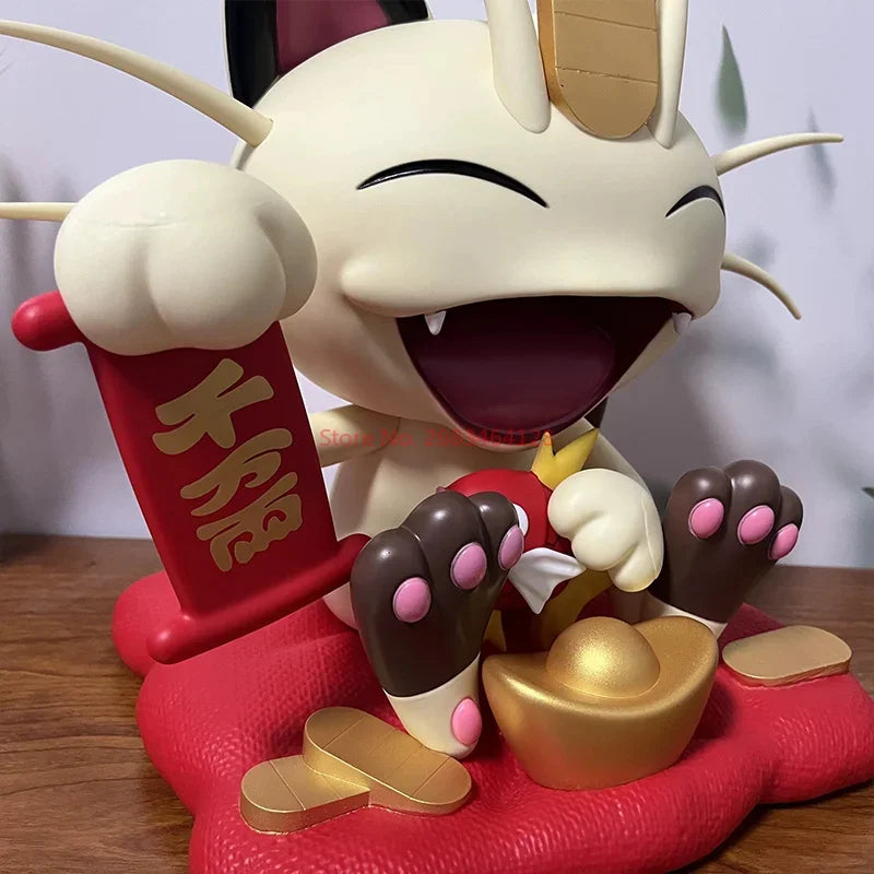 Pokemon Recruit Wealth Meowth Pvc Model Action Doll Lucky Cat Cartoon Kawaii Model Desktop Ornaments Lucky Cat Decoration