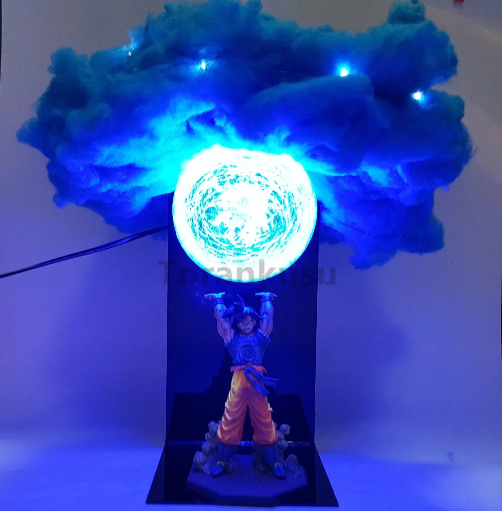 Dragon Ball Anime Son Goku Spirit Bomb mit Wolkenlampe LED-Glühbirne Actionfiguren Modell Figur Figur &amp; Sockel &amp; Lampe DIY Spielzeug