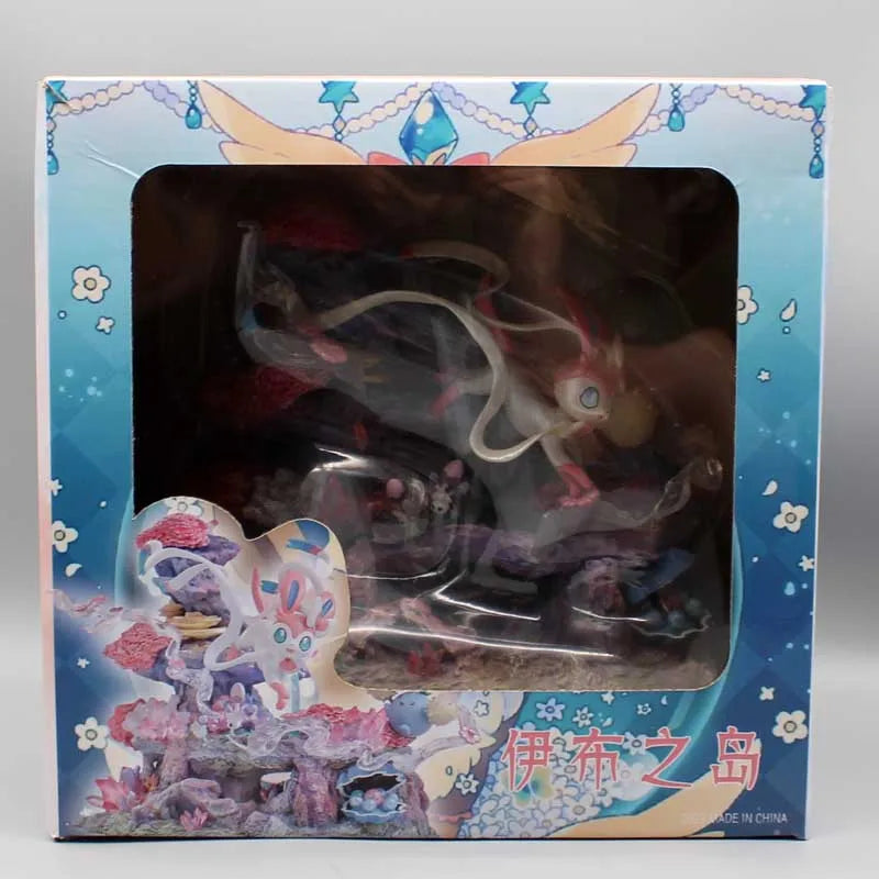 Pokemon Sylveon Anime Figuren Eevee Island 20cm Action Gk Figurine Pvc Statue Schreibtisch Decora Sammler Modell Spielzeug Weihnachtsgeschenke