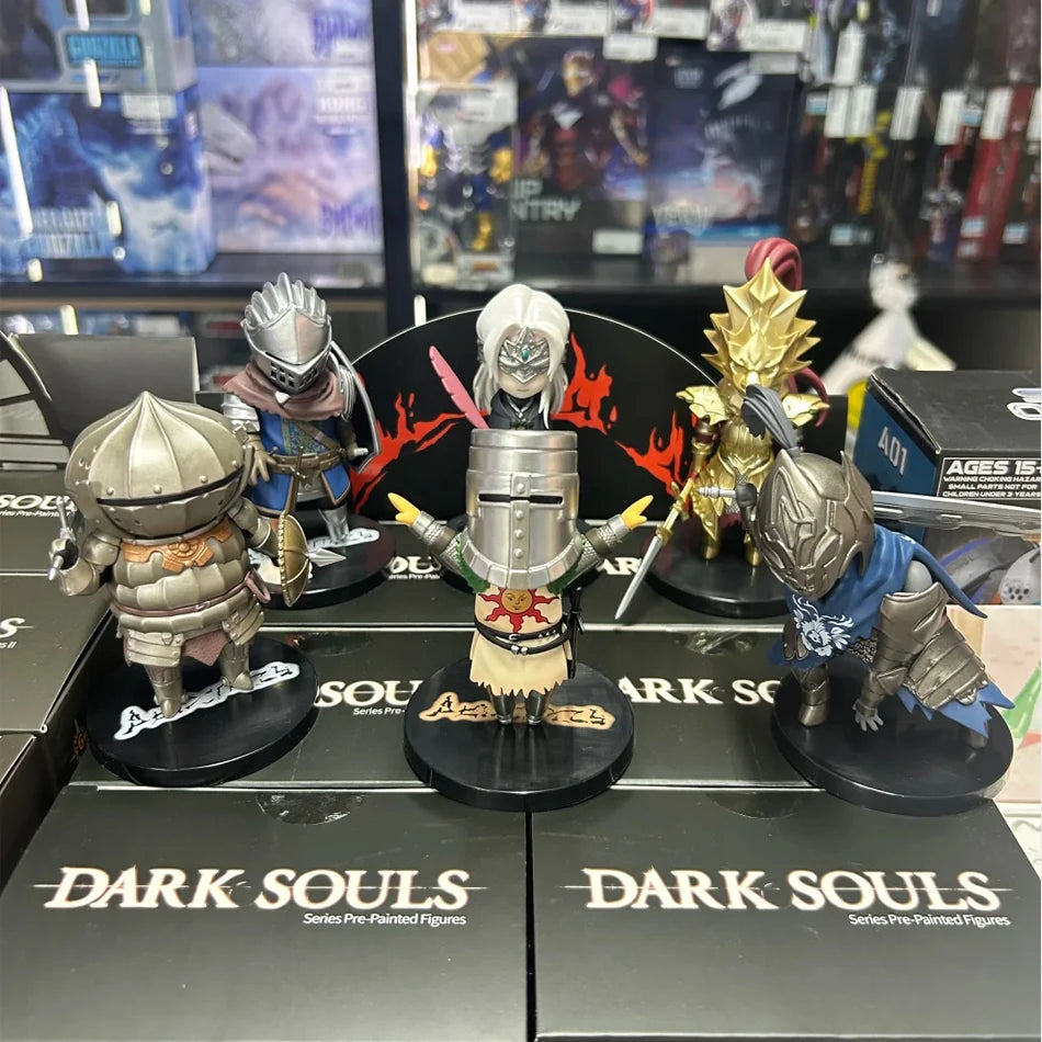 4pcs Q version Dark Souls Figure Set Fire Keeper Artorias Solaire Onion Knight Chibi Action Figure Collection Model Toys