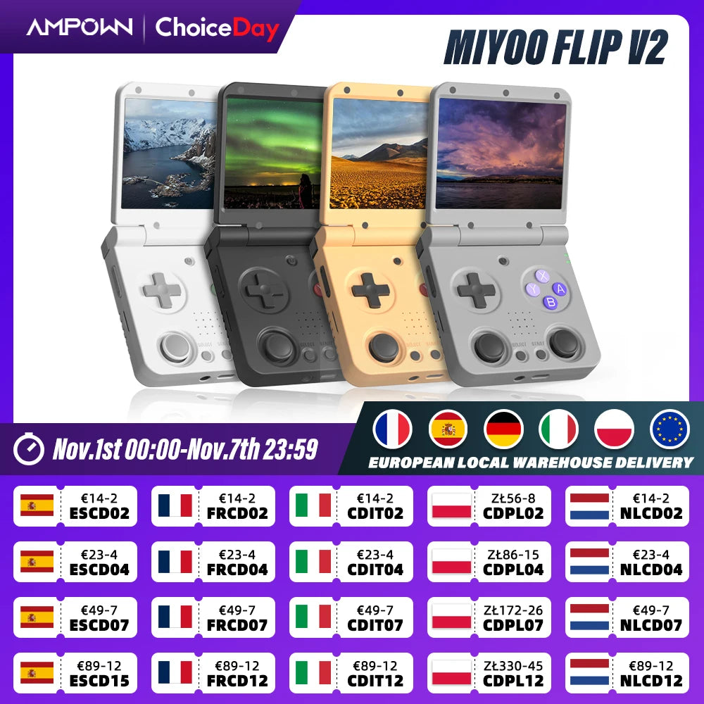 MIYOO FLIP V2 Handheld Game Players 3.5'' IPS Screen Linux System Onion OS Video Game Consoles Free Case Gamer Gift Retro Gaming