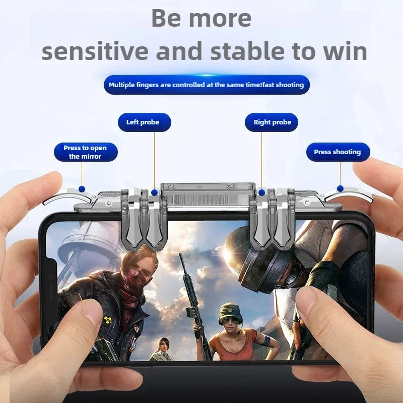 Z06 6 Fingers Adjustable Phone Gamepad for PUBG Gaming Controller Shooter Trigger Fire Handle Button Joystick for IPhone Android
