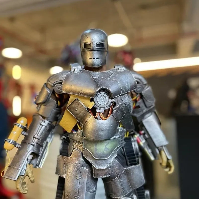 50cm Marvel Comics Figure Iron Man Mark1 Can Glow High-end Resin Anime Collection Model Desktop Ornaments Gifts Children Toys