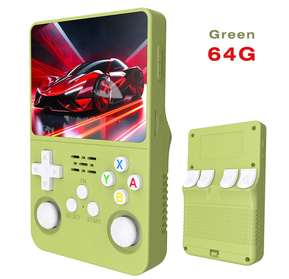 NEW Green R36S Retro Handheld Video Game Console Linux System 3.5 Inch IPS Screen Portable Pocket Video Player 64GB 128G Games