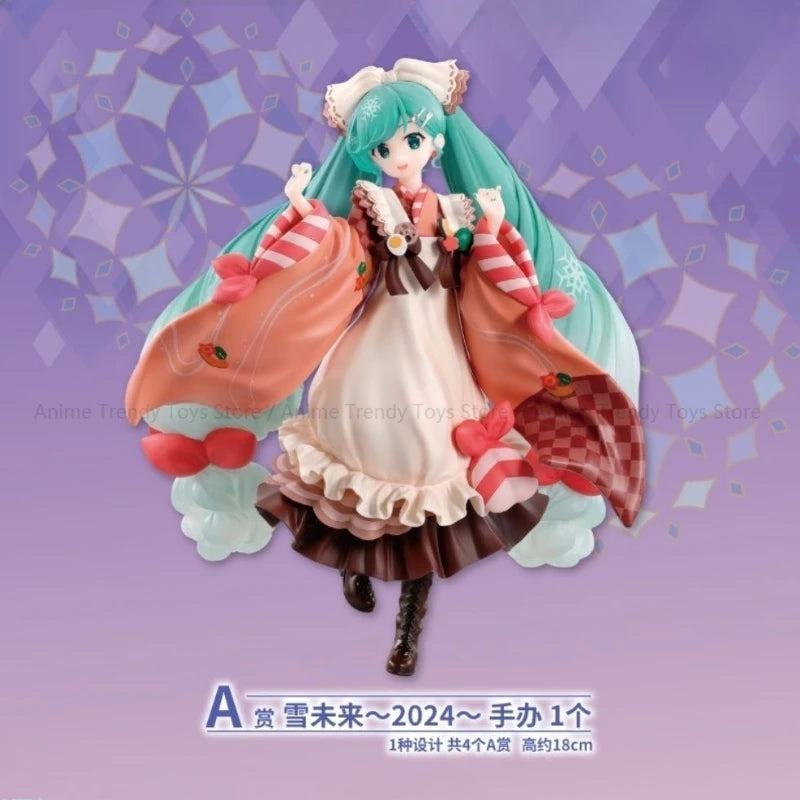In Stock Original BANDAI Ichiban Kuji Hatsune Miku Snow Miku Kawaii Doll Genuine Anime Figures Toys for Kids Gift WY