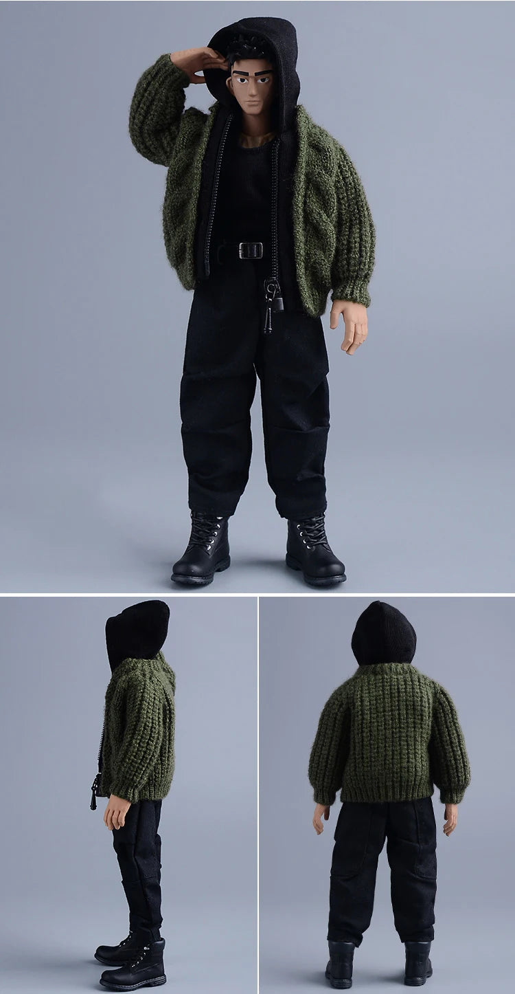 1/12 Scale Male Soldier Knitted Sweatshirt Sweater Jacket Cardigan Coat for 6in Asi Dolls Action FIgure Body Model DIY