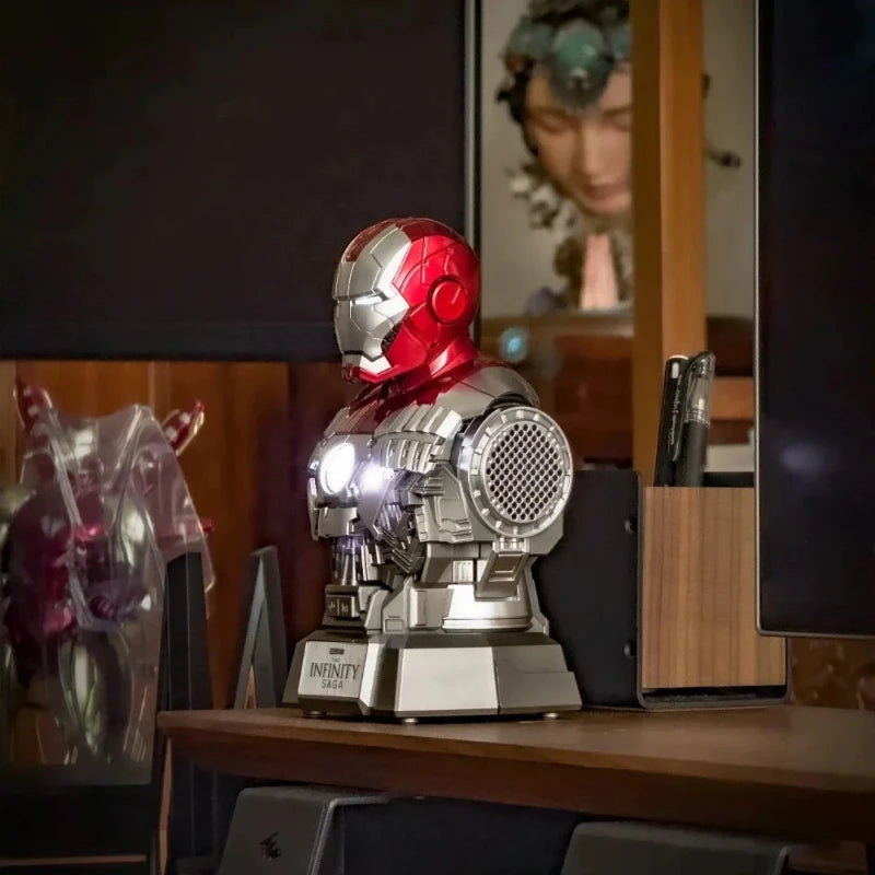 Marvel Iron Man MK5 Action Figure Bust Speaker Poseable Collectible with Bluetooth Cool Gadget Gift for Boys & Fans