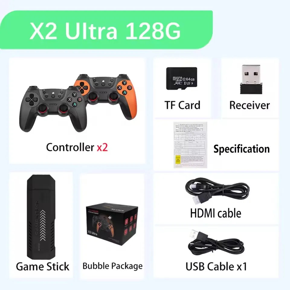 X2 Ultra 256G 60000 Game 4K Game Player HD Retro Video Game Console Wireless Charging Controller TV 30+ Simulators For Kids Gift