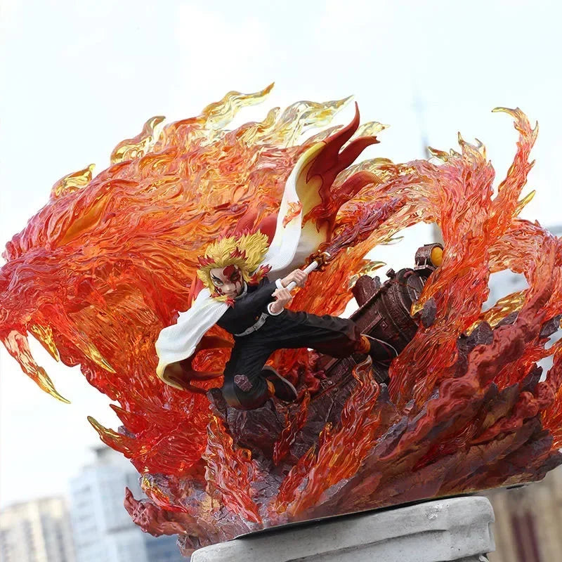Demon Slayer Rengoku Kyoujurou Luminous Action Figure Fantasy 27cm PVC Anime Figurine Model Luminous Statue Collection Toys Gift