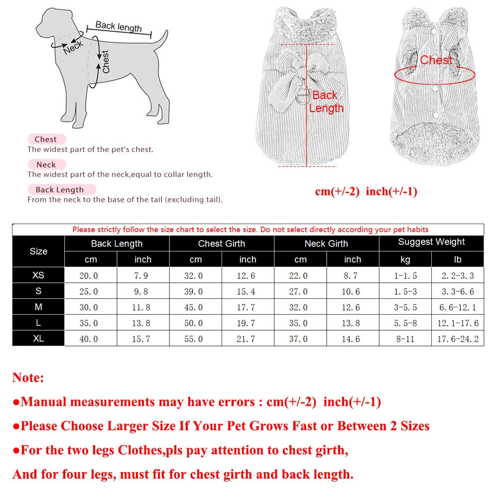 Fleece Dog Coat Winter Warm Pet Clothes For Small Medium Dogs Vest Jacket With Bow D-ring Puppy Costume Sweater Yorkie Apparel