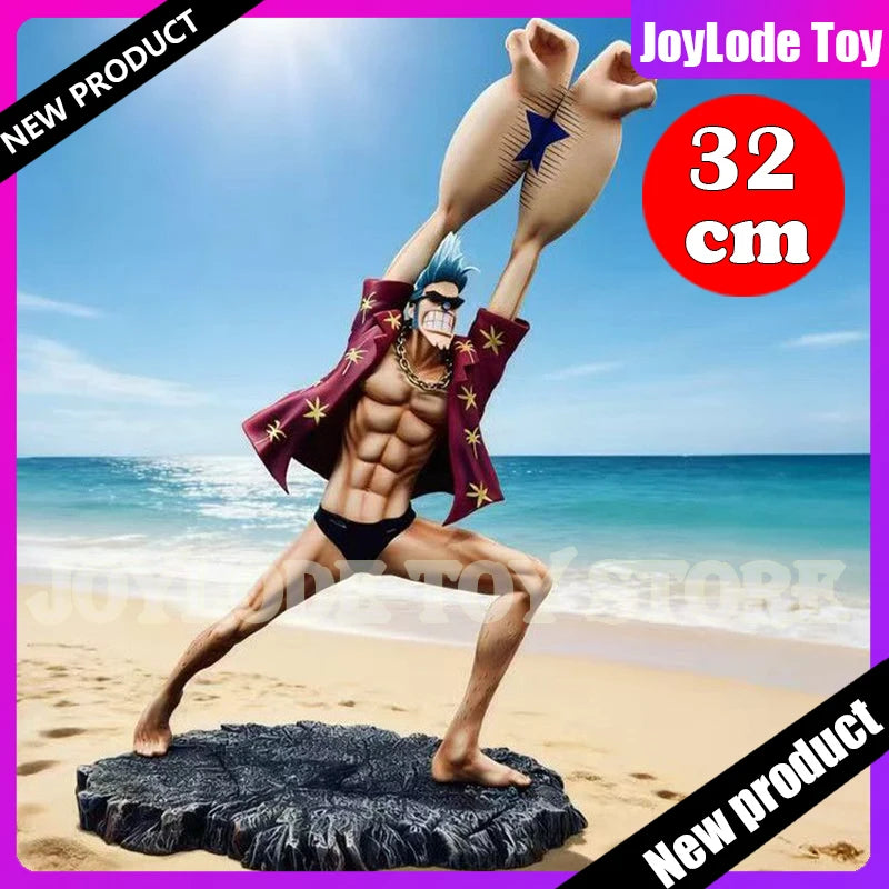 32CM ONE PIECE Franky Anime Figures Two Years Ago Franky Figure PVC Statue Figurine Desktop Decor Collection Model Gifts Toys