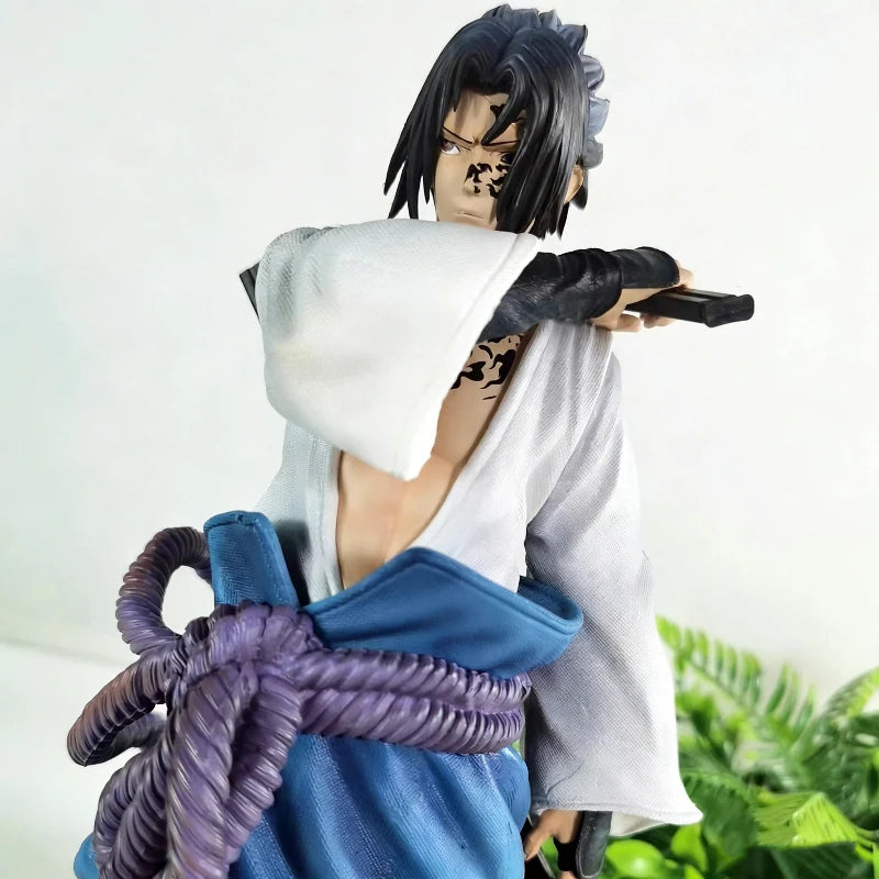35cm Ninja Uchiha Sasuke Mantra Seal Rebirth Anime Light Up Figure Collection Model Toy PVC Statue Desktop Ornament Toy Boy Gift
