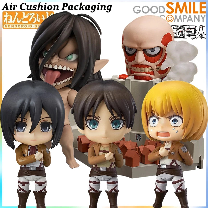 GSC Genuine Nendoroid Series Attacking Giants Colossal Titan Mikasa Ackerman Eren Jaeger Armin Harlert  Action Figures Model Toy