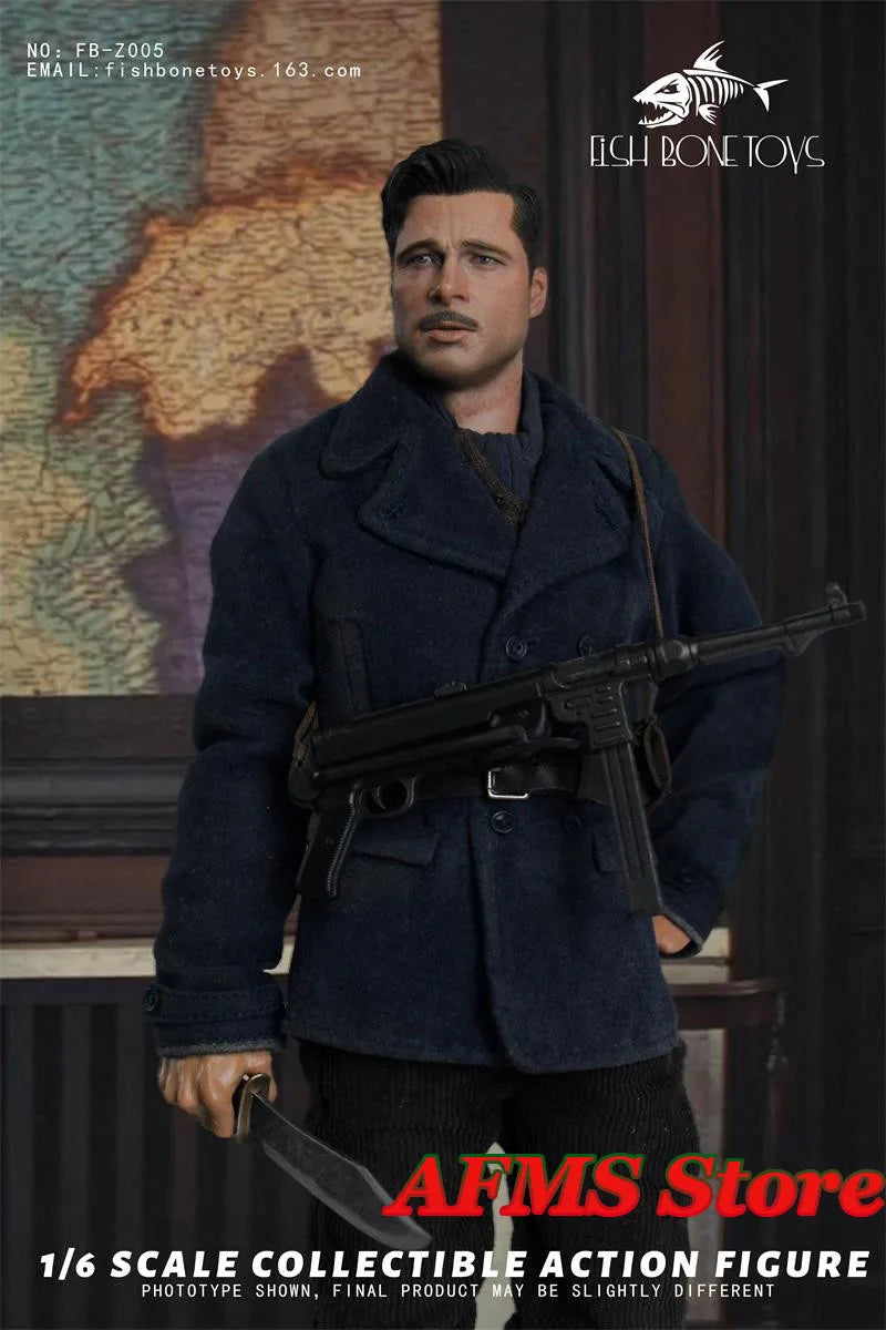 FISH BONETOYS FB-Z005 1/6 Men Soldier Brad Pitt Inglourious Basterds World War II Dolls 12inch Full Set Action Figure Body
