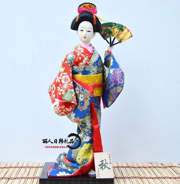 12inch Japanese Geisha Doll Statuette Sitting Figurine Japanese Kimono Kokeshi Kabuki Geisha Handicraft Ornament Birthday Gift