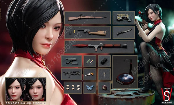 SWTOYS FS065 1/6 Scale Miss Ada Wong Action Figure with Movable Eyes Qipao Version Collectible 12' Women Soldier Toy Model Gift