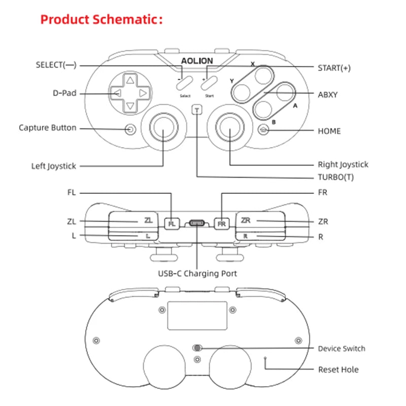 Aolion Wireless Retro Mini Game Controller Joypad Hall Effect Joystick For Switch Gamepad For PC Windows For NS Game Accessories