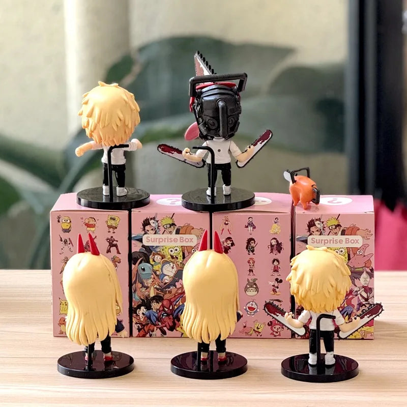 6pcs Q Version Anime Chainsaw Man Denji Pochita Makima Ko Articulated Action Figure Pvc Desktop Toys Collectible Model Kit Gifts