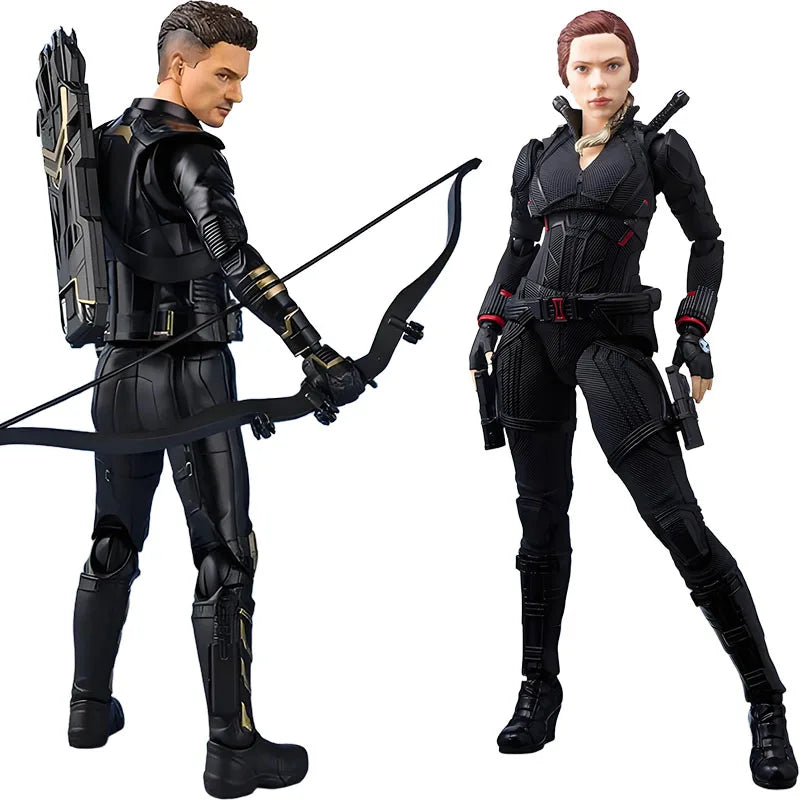 BANDAI Original S.H.Figuarts Hawkeye&Black Widow Anime Action Figures Toys for Boys Christmas Gift Collectible Model Ornaments