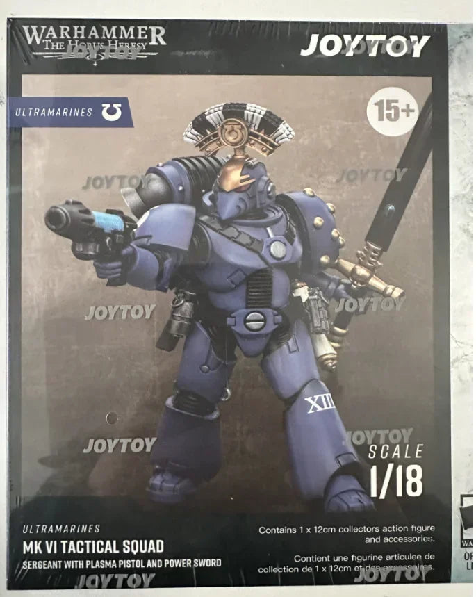 In Stock Original JOYTOY Warhammer 40K Ultramarine MkVI Sergeant with Plasma Pistol and Power Sword 1/18 Action Doll Figure Toys