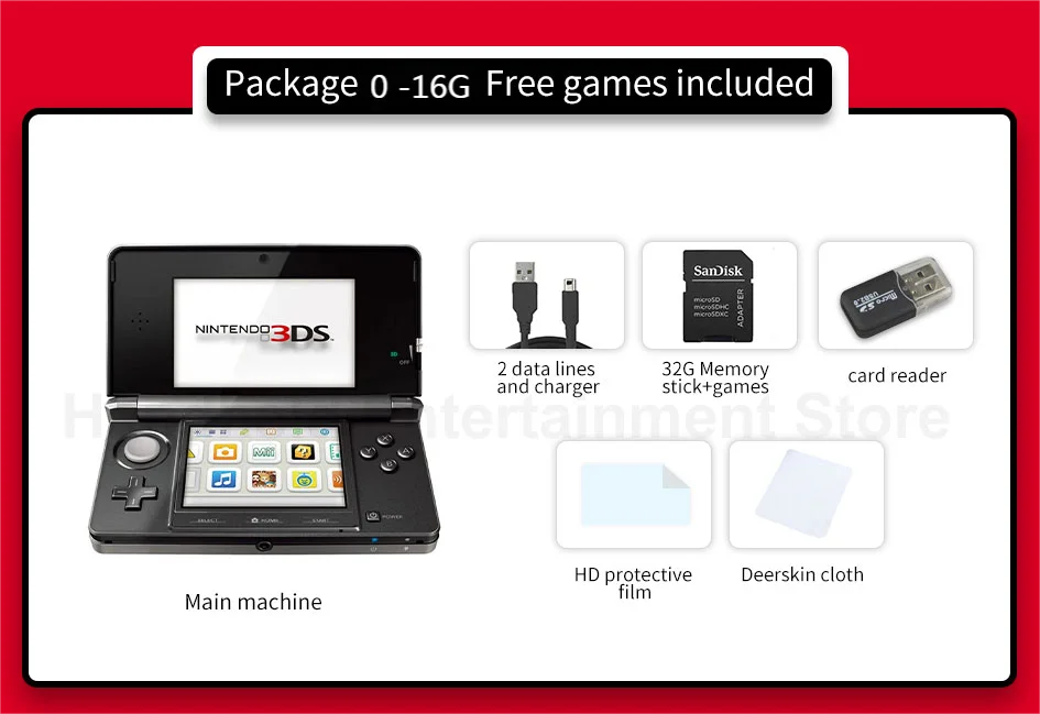 Original 3DS 3DSXL 3DSLL Spielkonsole Handheld-Spielkonsole Kostenlose Spiele für Nintendo 3DS Tragen Sie 128 GB mit Tausenden von Spielen