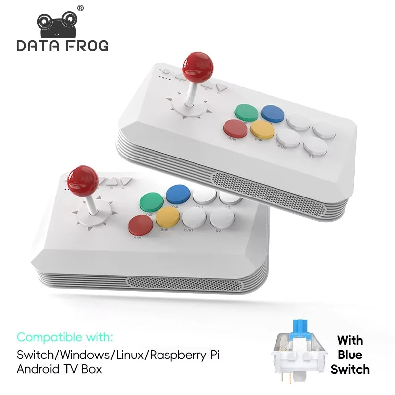 Data Frog Game Arcade Keyboard Wireless Controller for Street Fighter Retro Video Game Consoles Compatible with PC/Android/IOS