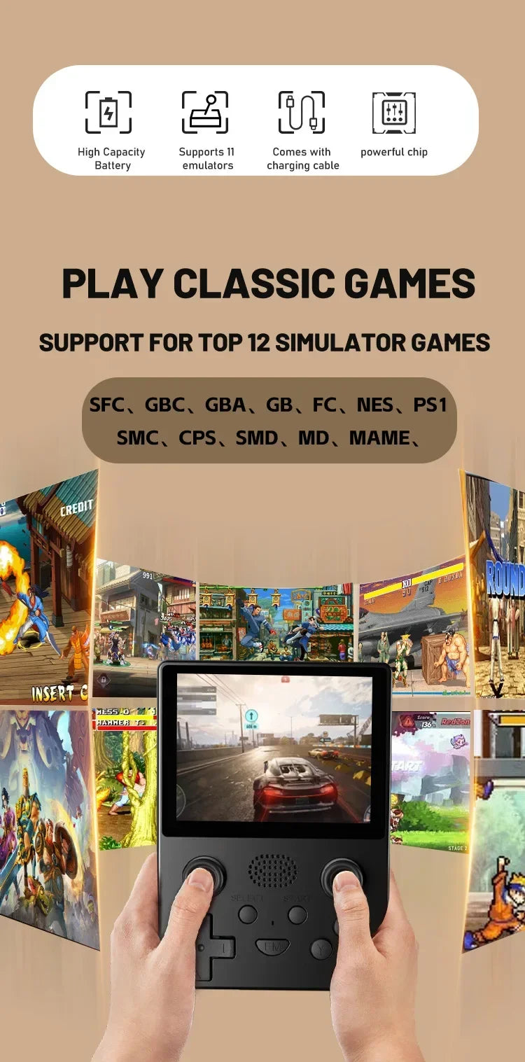 Retro Handheld Spiel Spieler Videospielkonsolen Gaming Gamepad Tragbare Konsole 64GB Tasche Spiel Maschine Linux System X5