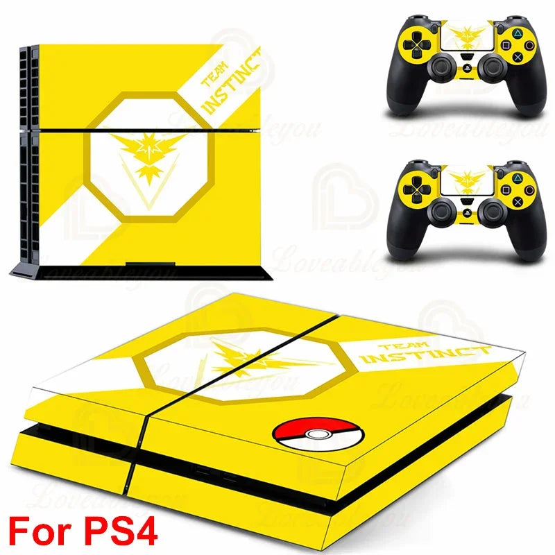 Gengar Stickers for SONY PS4 Pro Slim Console Pikachu Mew Full Body Skin Decals for PlayStation 4 Controller Gamepad