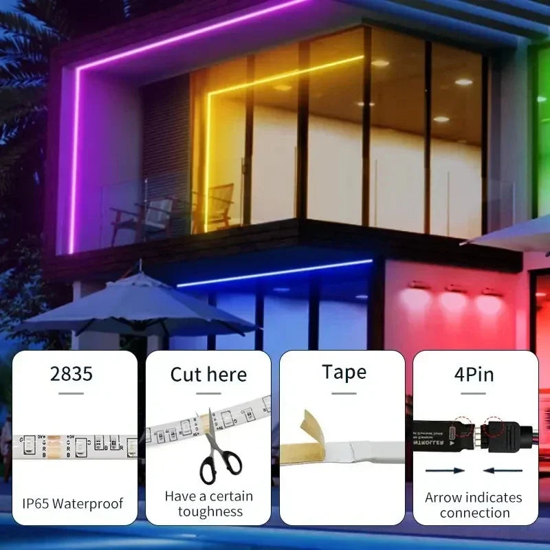 USB 2M/3M RGB Led Strip Light 2835 60Leds DC 5V RGB Ribbon Led Tape with IR Remote Control PC TV Backlight Gaming Room Decor
