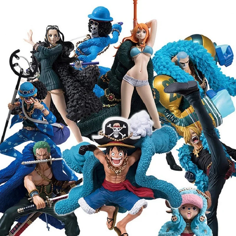 One Piece Фигура Аниме 20-та годишнина Синя Версия. Луфи Зоро Чопър Санджи Робин Франки Усоп Нами Брук Екшън Фигура Модел Играчка