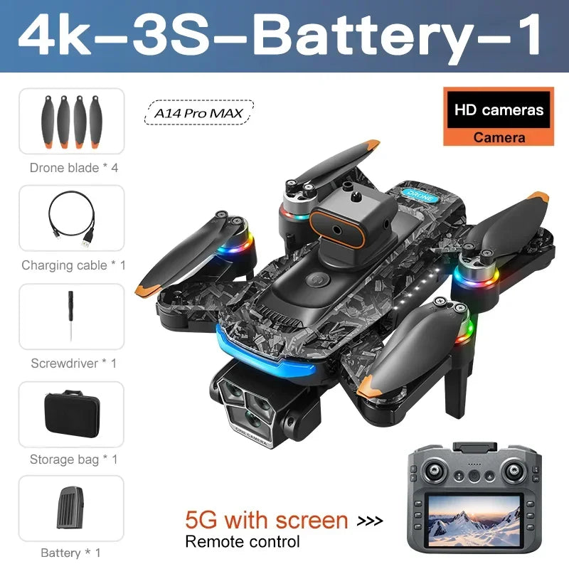 Xiaomi A14 PRO MAX Drohne Brushless 8K drei HD-Kamera Fernbedienung mit Bildschirm Optischer Fluss Intelligenter faltbarer Quadcopter