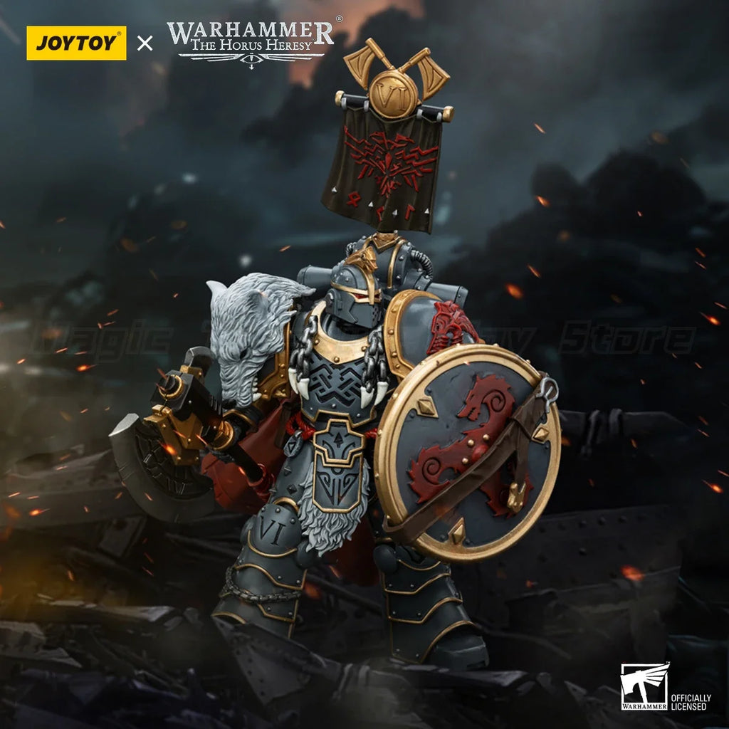 【MT】JOYTOY Warhammer 40K Space Wolves Legion Praetor with Power Axe and Combat Shield 1/18 Action Figure