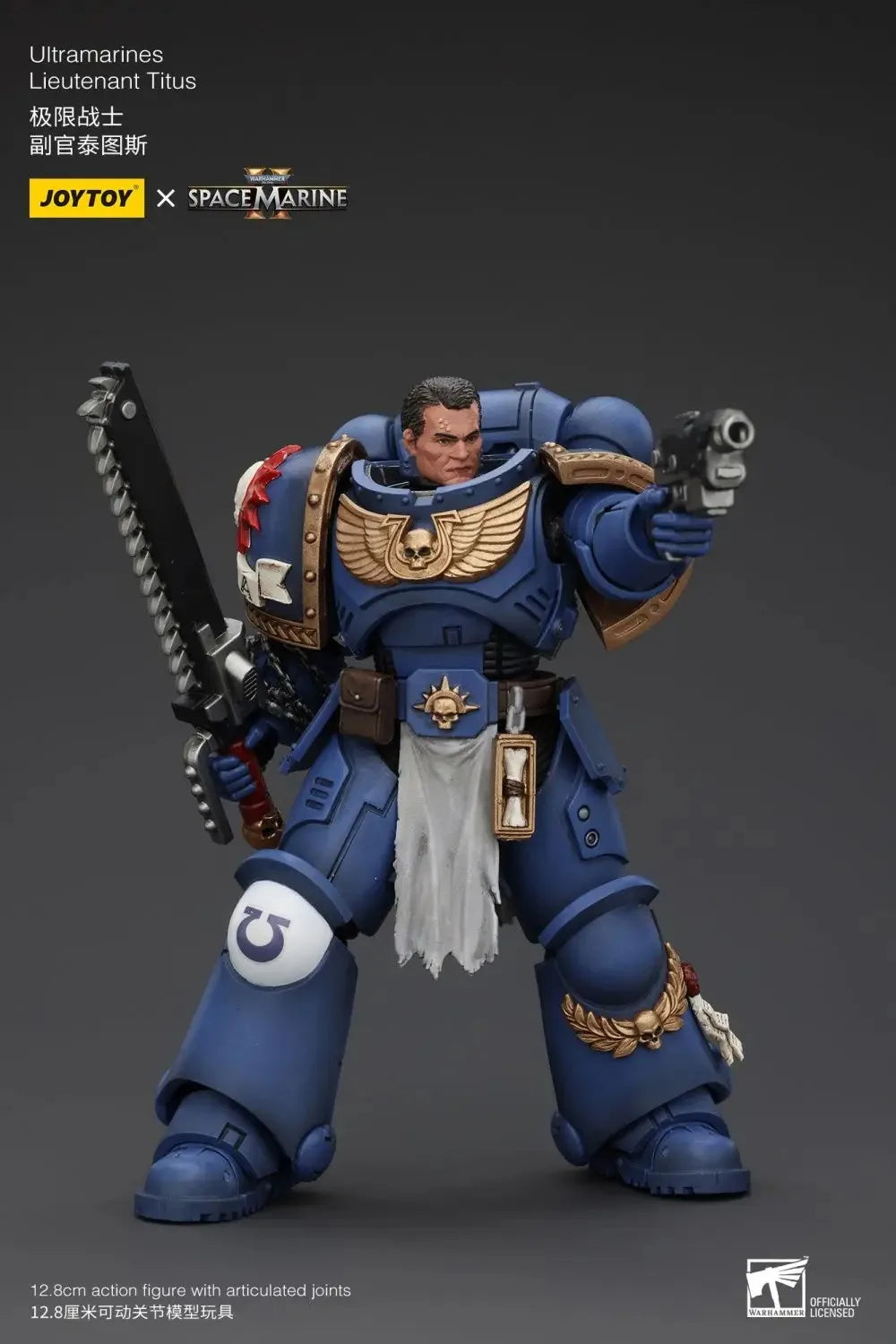 JOYTOY Warhammer 40K 1/18 Екшън фигурки Uitramarines лейтенант Титус Модел играчка момче подаръци 3.75 инча