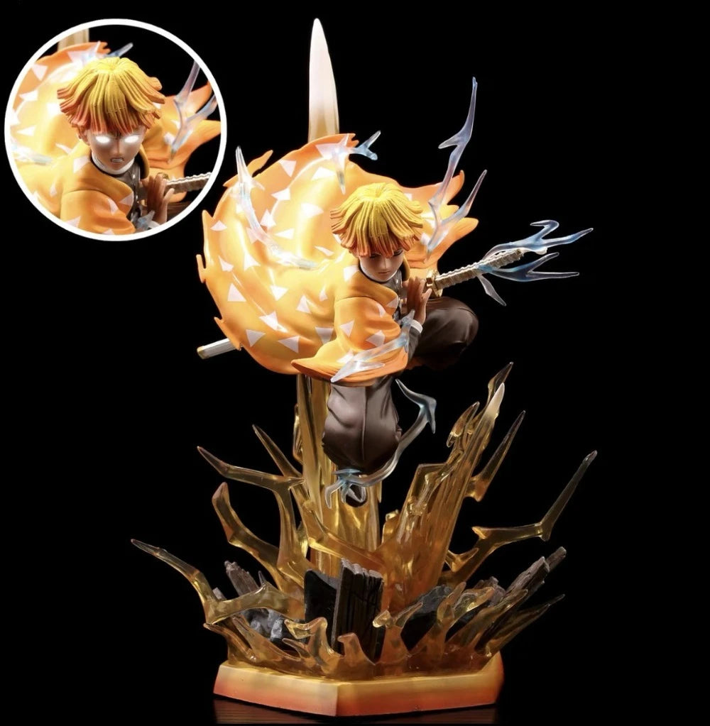 35CM Demon Slayer Agatsuma Zenitsu Action Figure Statue Model Toys Collection Desktop Decor Adult Fans Christmas Birthday Gifts