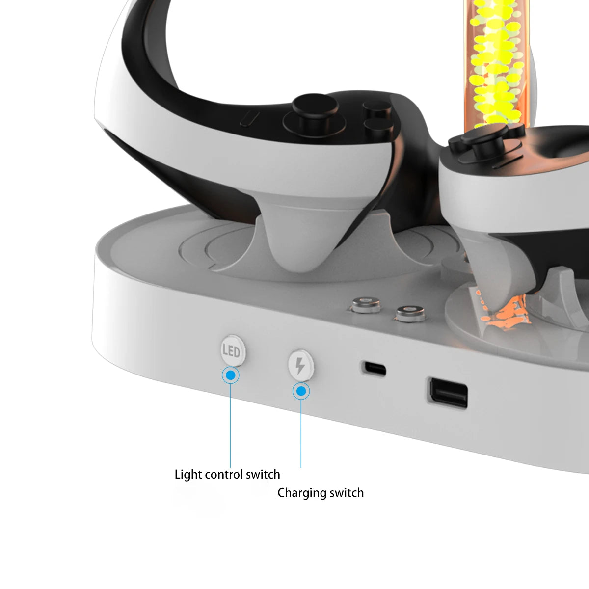 IPEGA  Dual Magnetic Charging Dock PG-P5V001 for PS5 VR2 with RGB Lighting,Headset &Controller Storage Stand